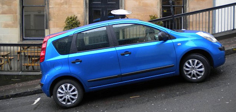 Car parked on a hill